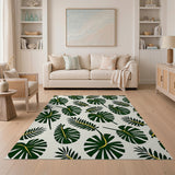 Stylized Green Monstera Leaves Area Rug