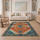 Terracotta Teal Southwestern Area Rug