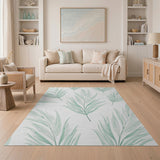 Watercolor Mint Green Leaf Area Rug