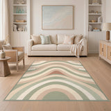 Wavy Beige Neutral Abstract Beige and Neutral Area Rug