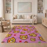 Playful Cartoon Orange Cats Pink Area Rug