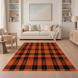 Geometric Modern Bold Orange Black Plaid Area Rug