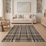 Brown Tan Plaid Rustic Farmhouse Rustic Farmhouse Area Rug