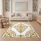 Traditional Persian Gold Medallion Traditional Persian Area Rug