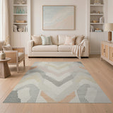 Modern Grey Chevron Wave Area Rug