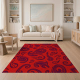 Vibrant Red Paisley Area Rug