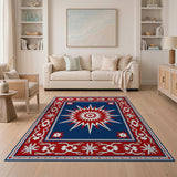 Navy Blue Starburst Medallion Persian Area Rug