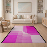 Pink Geometric Modern Vibrant Pink Geometric Abstract Area Rug