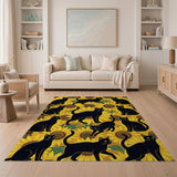 Whimsical Black Cats Sunflowers Area Rug