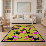 Playful Black Cats Cartoon Area Rug