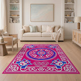 Pink Vibrant Pink Persian Mandala Area Rug