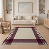 Burgundy Cream Plaid Area Rug
