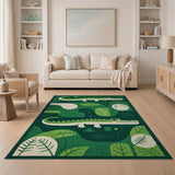 Green Playful Green Crocodile Kids Area Rug