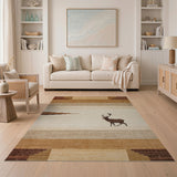 Striped Elk Silhouette Southwestern Rug