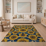 Vintage Sunflower Pattern Area Rug