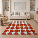 Red Checkered Farmhouse Area Rug