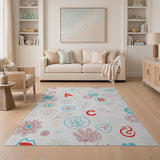 Whimsical ABC Floral Area Rug