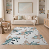 Teal Abstract Bird Flight Area Rug