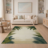 Vintage Palm Frond Coastal Area Rug
