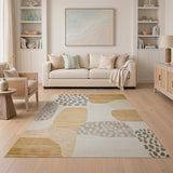 Abstract Area Beige and Neutral Abstract Organic Shapes Beige Area Rug