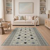 Beige Geometric Tribal Diamond Area Rug