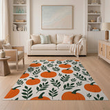 Harvest Pumpkin Leaves Pattern Area Rug
