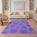 Purple Monstera Leaf Outline Area Rug