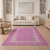 Pink Pink Geometric Grid Area Rug