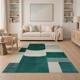 Blue and Teal Geometric Modern Area Rug