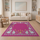 Pink Gnome Hanukkah Menorah Area Rug
