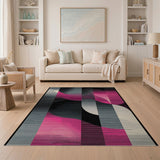 Geometric Modern Pink Grey Geometric Abstract Area Rug