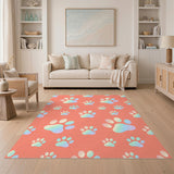 Pink Paw Print Kids Area Rug