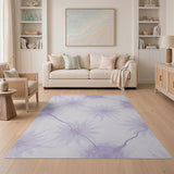 ODIKA Washable Lavender Abstract Floral Low Pile Area Rug