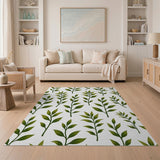 Green Leaves Foliage Pattern Area Rug