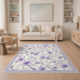 Purple Floral Vine Vintage Area Rug