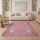 Vibrant Pink Heritage Tribal Pink Area Rug