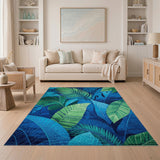 Blue Teal Leaf Area Rug
