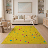 Vibrant Yellow Multi-Color Polka Dot Area Rug