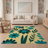 Teal Floral Vintage Area Rug