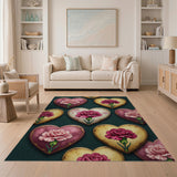 Vintage Carnation Heart Pattern Area Rug