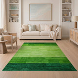 Modern Green Geometric Block Stripe Rug