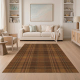 Brown Plaid Rustic Farmhouse Area Rug