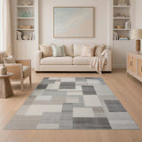 Grey Modern Grey Geometric Patchwork Area Rug