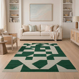 Emerald Green Geometric Modern Geometric Modern Area Rug