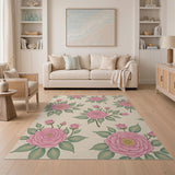 Floral Vintage Pink Pink Roses Floral Vintage Area Rug
