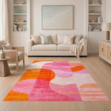 Multi-color and Patterns Vibrant Abstract Orange Pink Area Rug