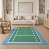 Green Tennis Court Green Area Rug