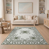 Ornate Green Ornate Green Floral Border Area Rug