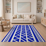 Bold Blue Tribal Geometric Area Rug