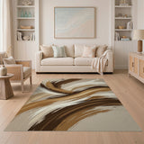 Abstract Area Sweeping Beige Brushstroke Abstract Area Rug